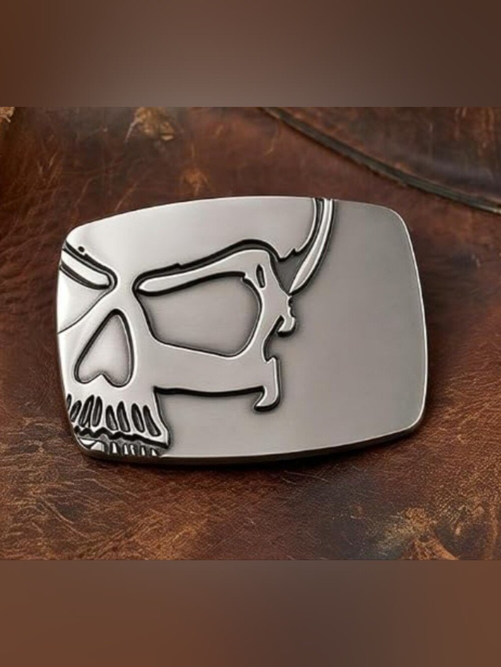 New Silver Punisher Skull Belt Buckle